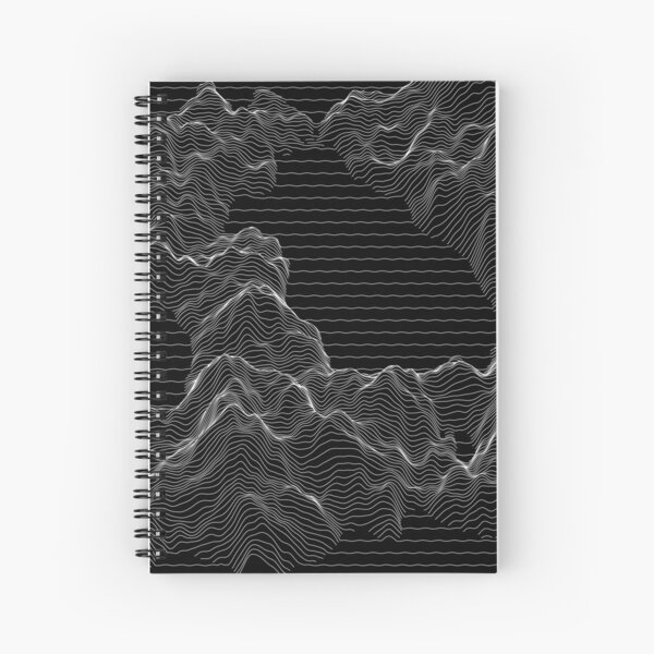 Colorless Line Mountains Minimalistic Geometric Black Background Spiral Notebook