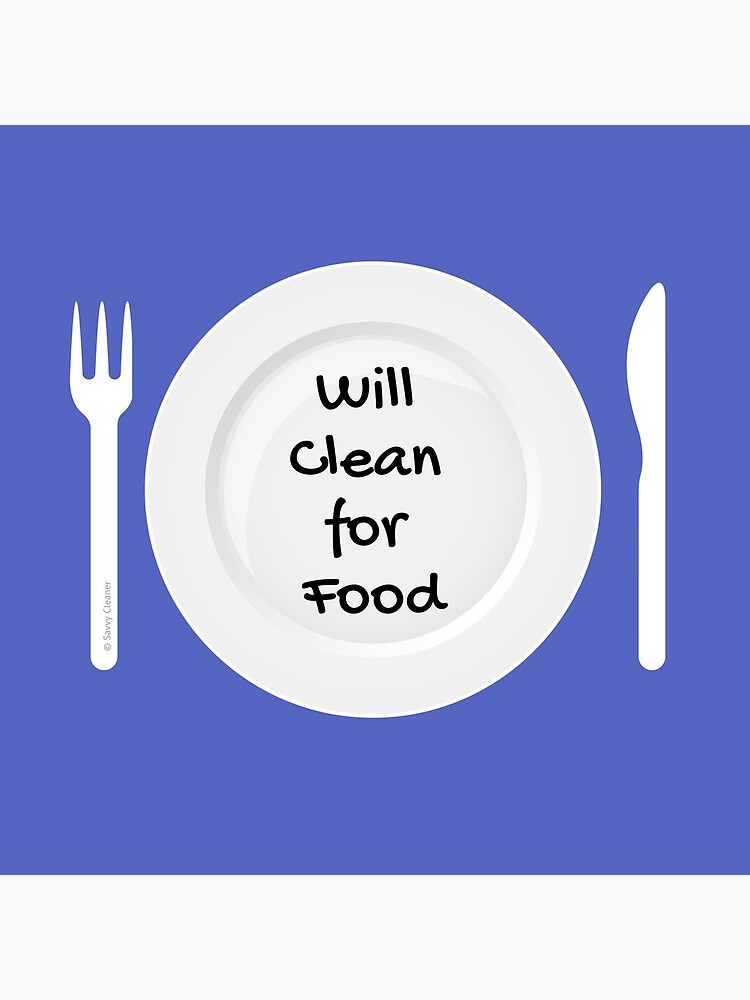 Thumbnail 5 of 5, Coasters (Set of 4), Will Work For Food Funny House Cleaning Housework Design designed and sold by SavvyCleaner.