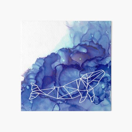 Alcohol ink art "geometric whale", royal blue Art Board Print