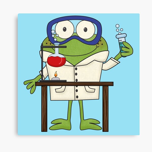 "Frog Doing Science Experiments in Laboratory" Canvas Print by