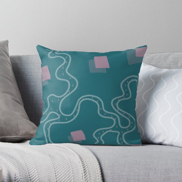 Blue and Pink Cubes Throw Pillow