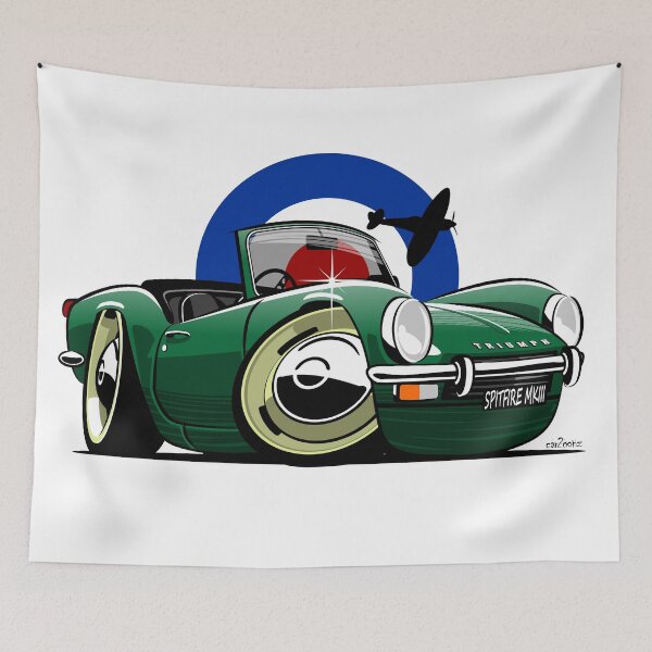 Item preview, Triumph Spitfire Mk III caricature green designed and sold by car2oonz.