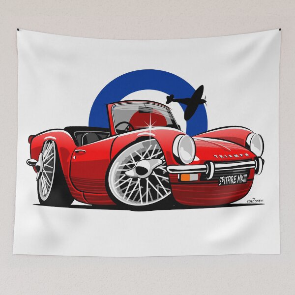 Item preview, Triumph Spitfire Mk III caricature red designed and sold by car2oonz.