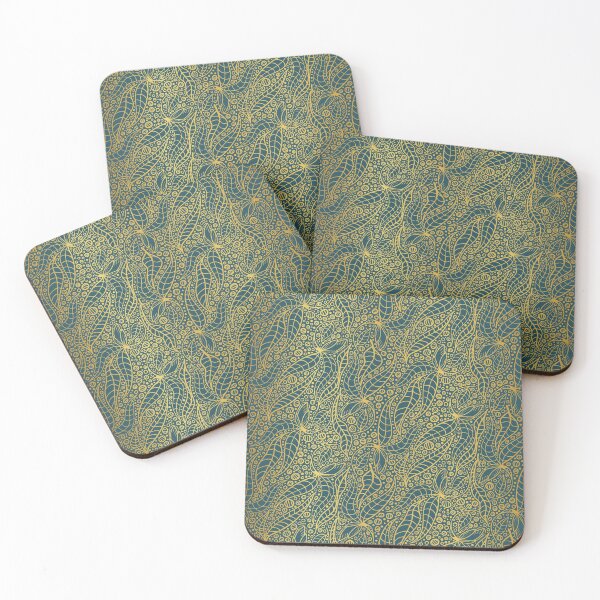 Item preview, intricate botanical pattern with leaves and dots designed and sold by rysunki-malunki.