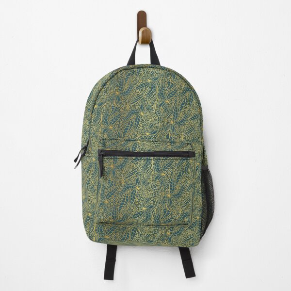 Item preview, intricate botanical pattern with leaves and dots designed and sold by rysunki-malunki.