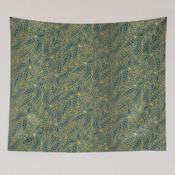 Item preview, intricate botanical pattern with leaves and dots designed and sold by rysunki-malunki.