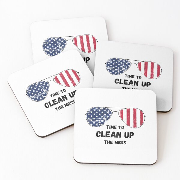 Item preview, Joe Biden "Time To Clean Up The Mess" Aviator Sunglasses Patriotic Political Quote Humor designed and sold by ZEROXCOOL.