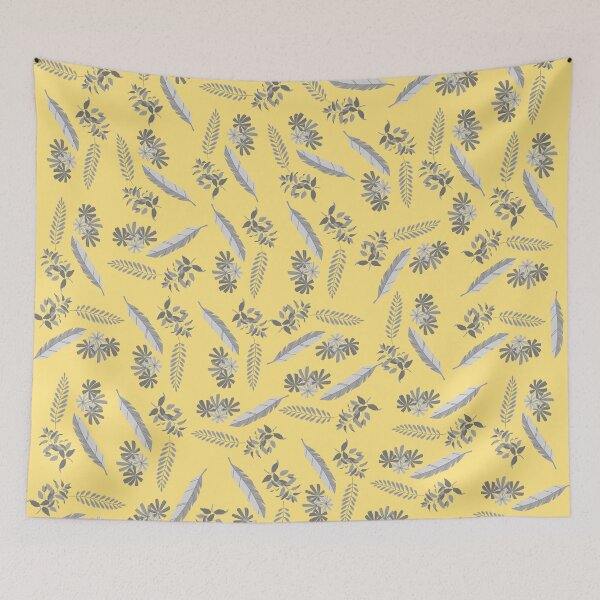 Item preview, Leaves and Flower Yellow and Grey designed and sold by Orchyd.