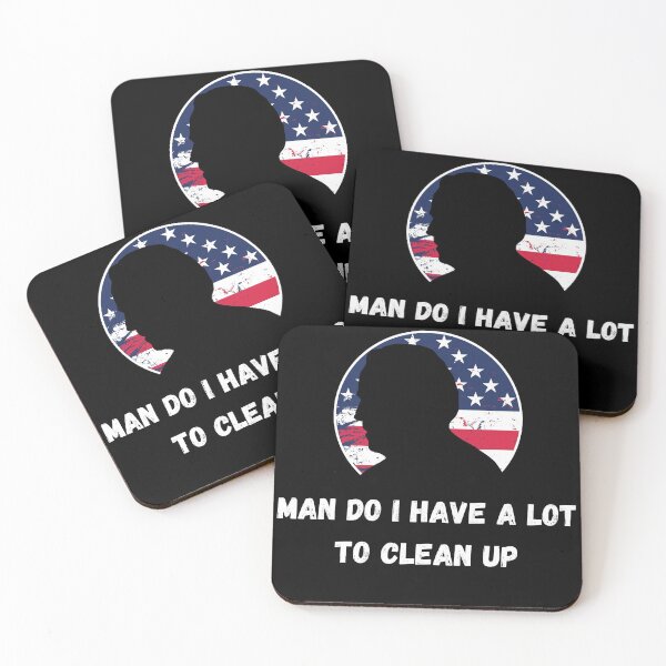 Item preview, Joe Biden "Man Do I Have Alot To Clean Up" Retro US Flag Patriotic Political Quote Humor designed and sold by ZEROXCOOL.