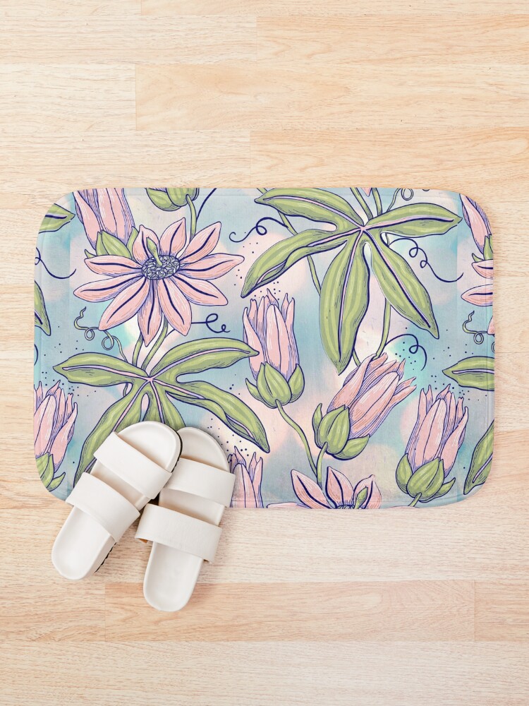 Thumbnail 1 of 6, Bath Mat, Pink Floral Pattern designed and sold by ChloeDesigns00.