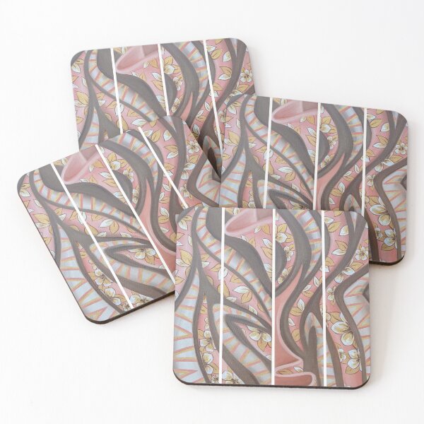 Item preview, Pink and gold plant patterns designed and sold by Mallory Bernard.