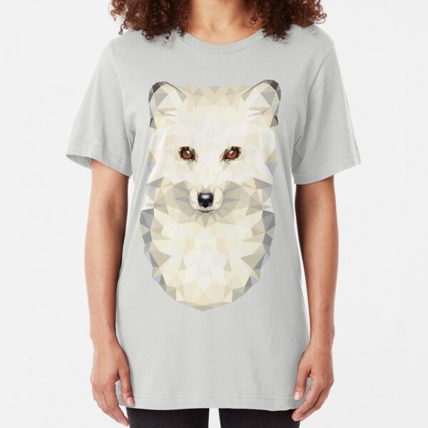 Low-poly Geometric Arctic Fox Slim Fit T-Shirt