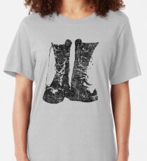 Leather Boot T shirt Slim Fit T-Shirt