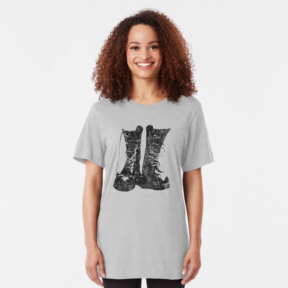 Lederstiefel T-Shirt Slim Fit T-Shirt