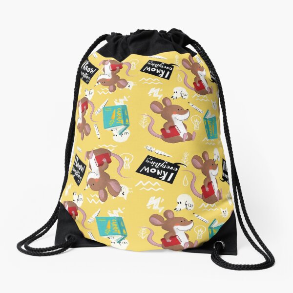 Pattern of the children's book "I Know Everything" Drawstring Bag