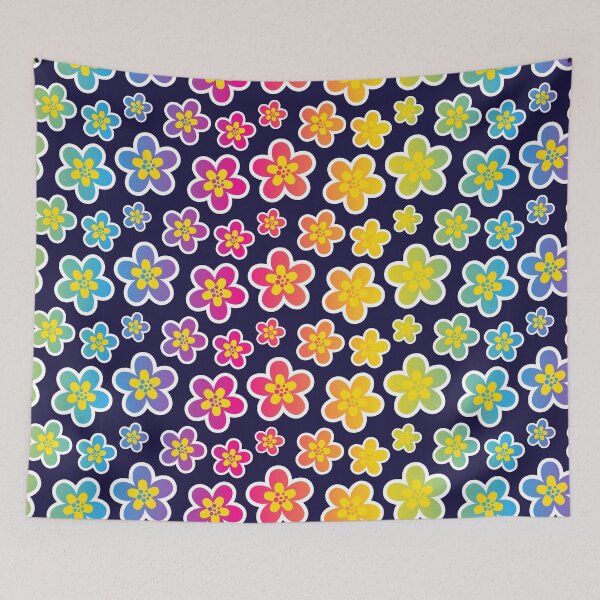 Item preview, Rainbow flower all over repeat print designed and sold by TheArtDesk.