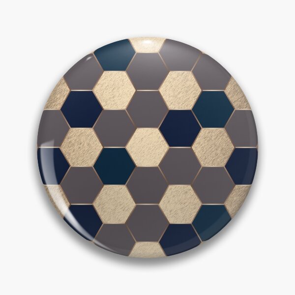 Item preview, Gold Blue and Beige Elegant Geometric Hexagon Pattern designed and sold by CynthiaGraphics.