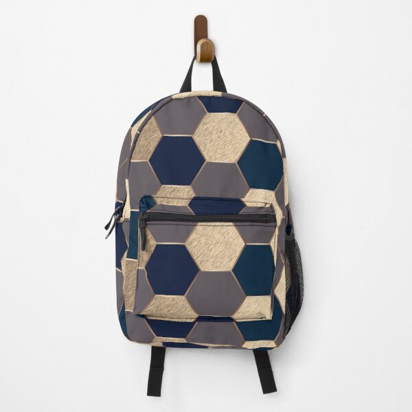 Item preview, Gold Blue and Beige Elegant Geometric Hexagon Pattern designed and sold by CynthiaGraphics.