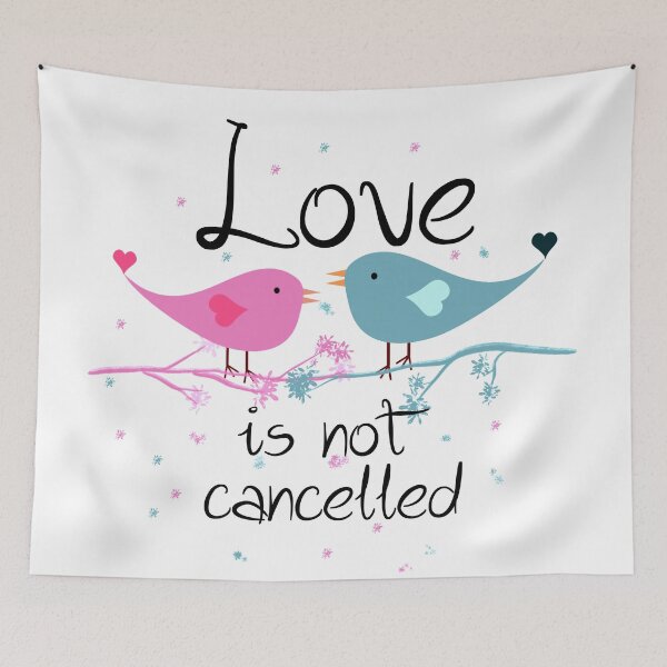 Item preview, Love is Not Cancelled, Two Love Birds, Love Is Not Canceled, Blue and Pink designed and sold by Cute Designs Shop.