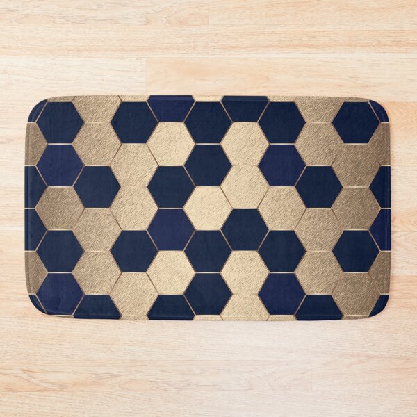 Item preview, Dark Blue and Gold Elegant Geometric Hexagon Pattern designed and sold by CynthiaGraphics.