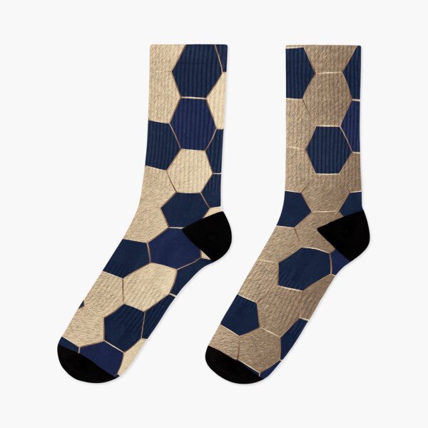 Item preview, Dark Blue and Gold Elegant Geometric Hexagon Pattern designed and sold by CynthiaGraphics.