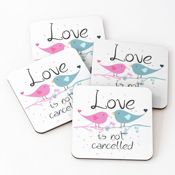Item preview, Love is Not Cancelled, Two Love Birds, Love Is Not Canceled, Blue and Pink designed and sold by Cute Designs Shop.