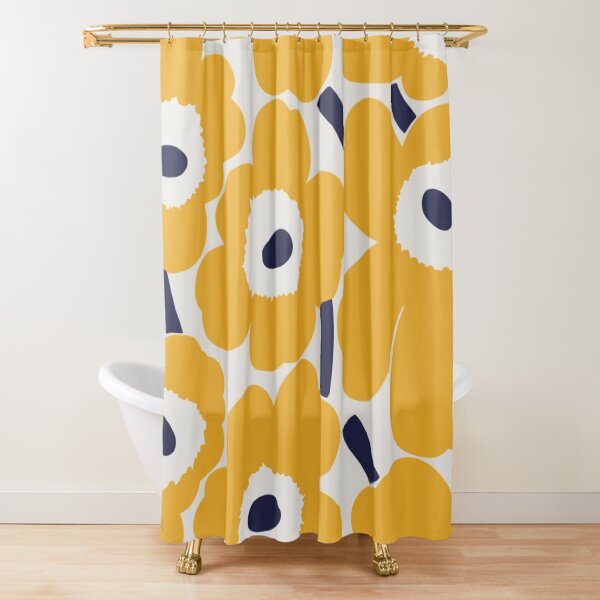 Flower grey & yellow design Shower Curtain