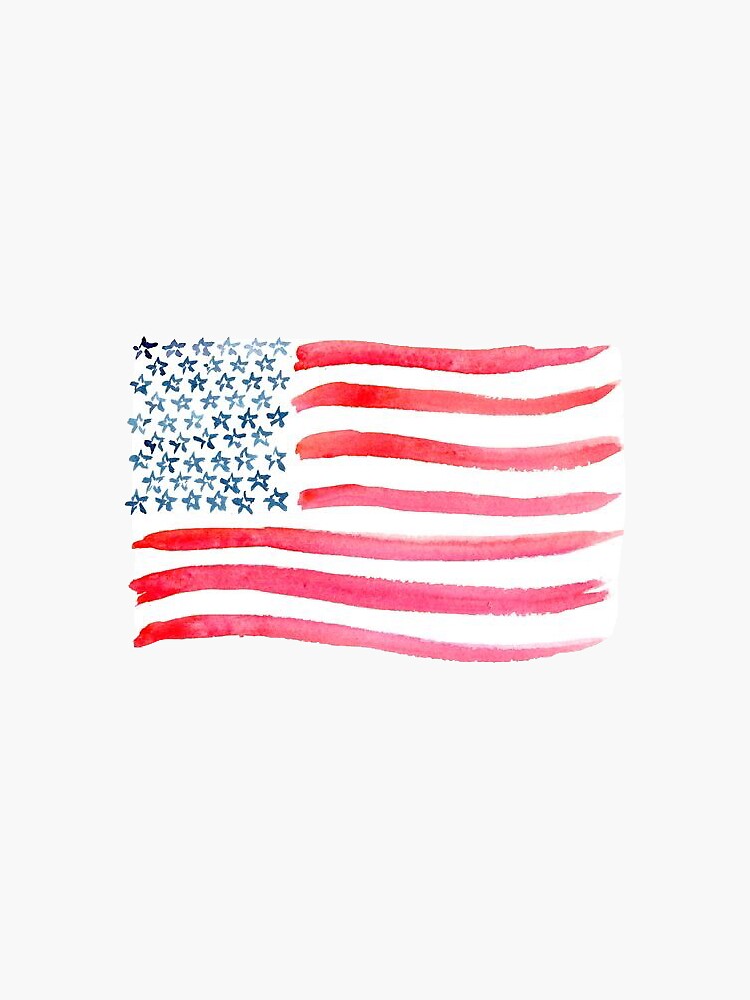 Thumbnail 3 of 3, Sticker, American Flag Watercolor designed and sold by missgrumpypants.