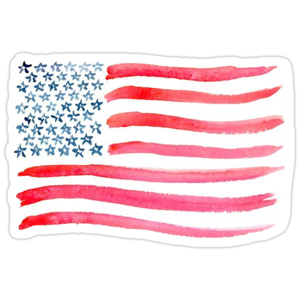 American Flag Watercolor Stickers By Missgrumpypants Redbubble