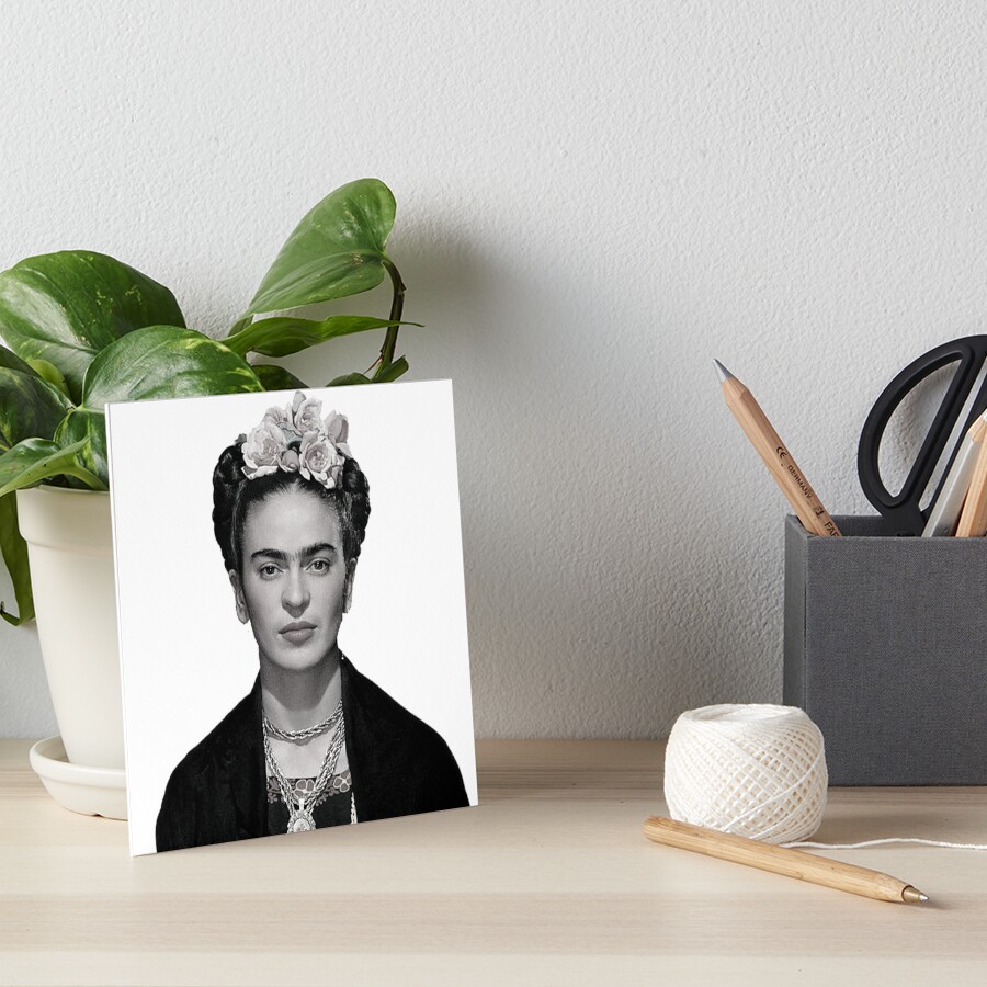 "Frida Kahlo portrait black and white, classic" Art Board Print for