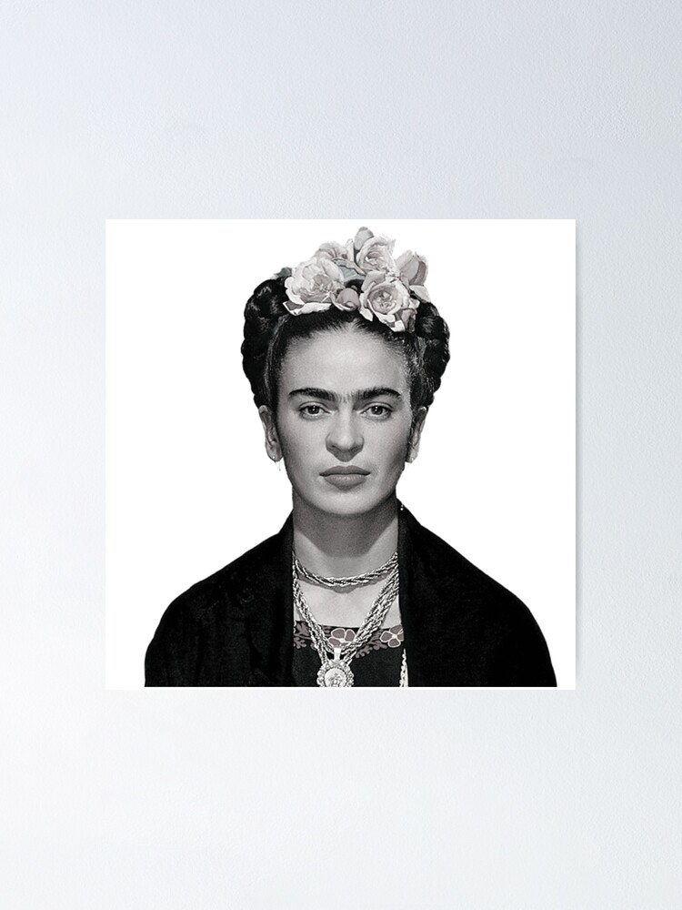 Poster « Portrait de Frida Kahlo noir et blanc, classique », par