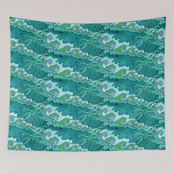Item preview, Fun Octopus swimming in a sea of green designed and sold by Wildwagner.