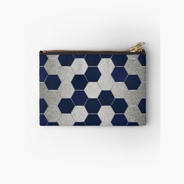 Item preview, Dark Blue and Silver Elegant Geometric Hexagon Pattern designed and sold by CynthiaGraphics.