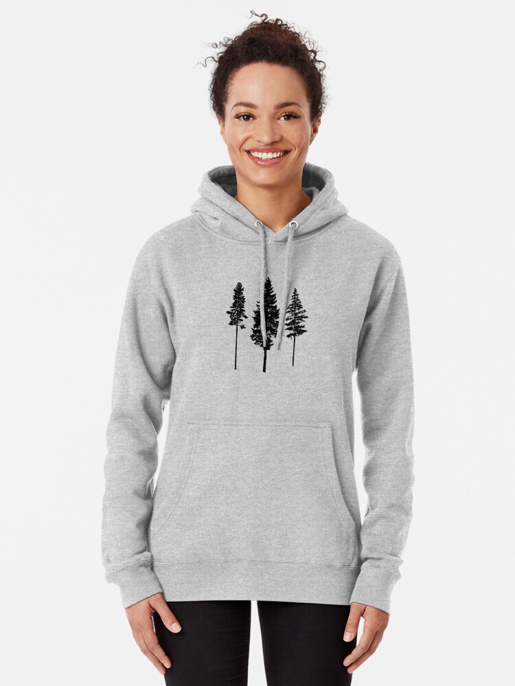 Alternate view of Minimalist Skinny Pine Trees Pullover Hoodie