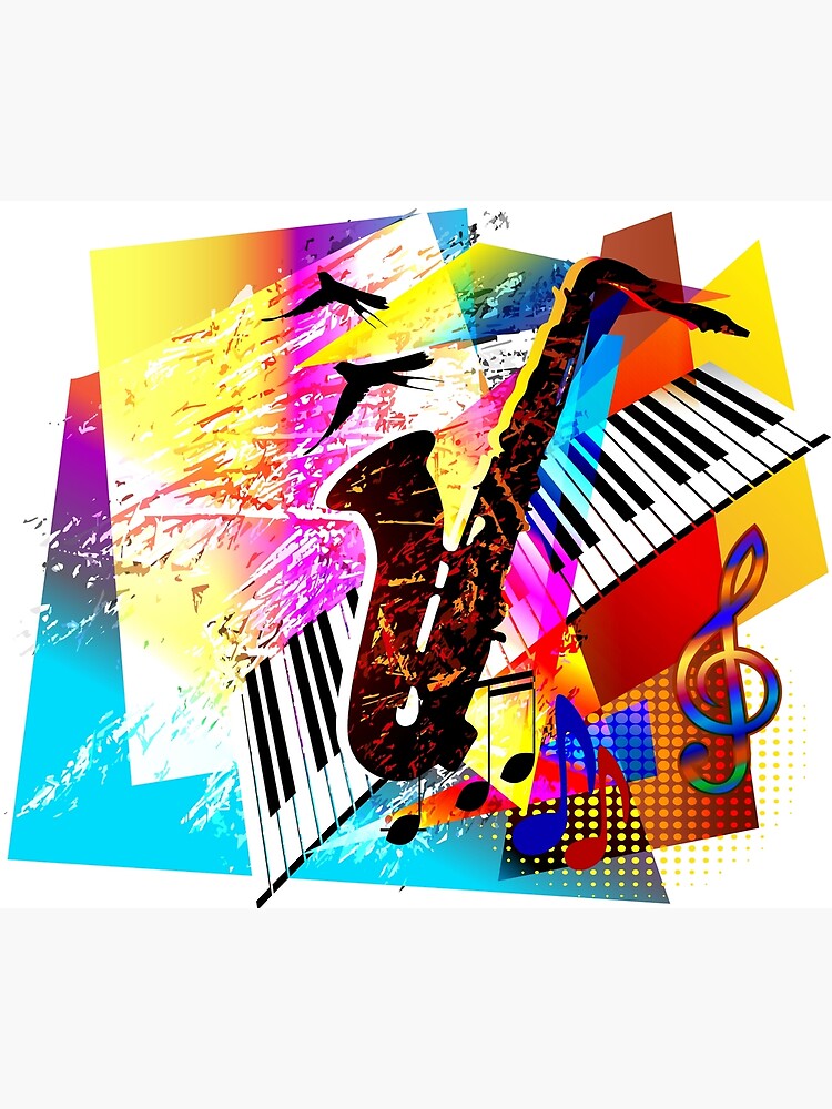 Saxophone jazz rock music design | Art Print