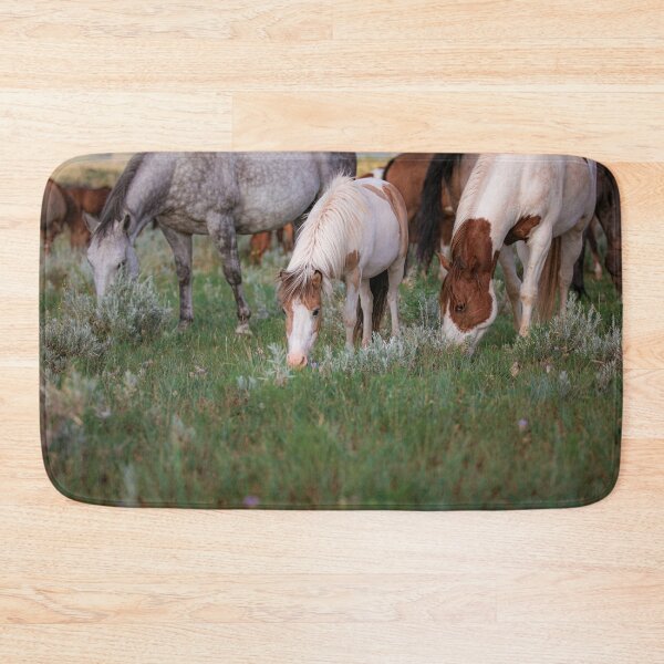 Item preview, Paint Pony grazing with Herd of horses designed and sold by BerryvineImage.