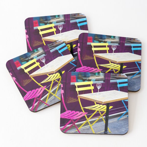 Item preview, Rainbow colored metal chairs on the cafe patio in Paris designed and sold by Rrrainbow.