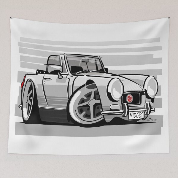 Item preview, MG Midget RWA mk3 caricature white designed and sold by car2oonz.