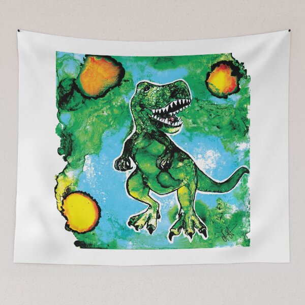 Item preview, alcohol ink dinosaur designed and sold by Clare Symington.