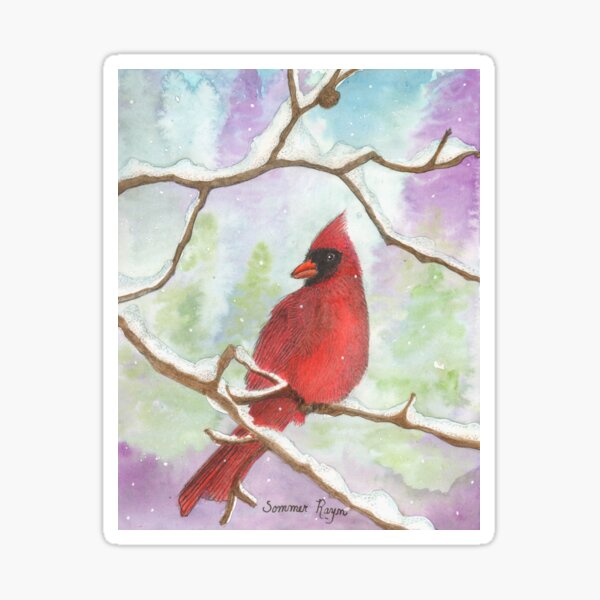 Mr. Cardinal enjoying the beauty of winter Sticker