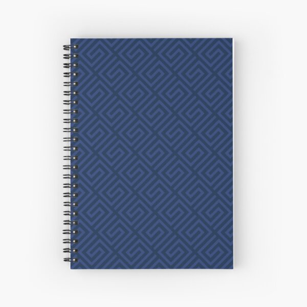 Navy Blue Greek Key Geometric Pattern Spiral Notebook