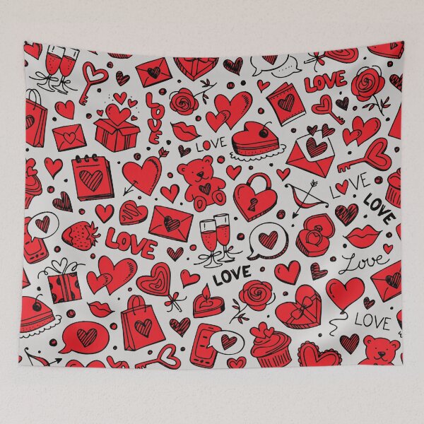 Item preview, Valentine's day red hand drawing valentine doodles designed and sold by mashmosh.
