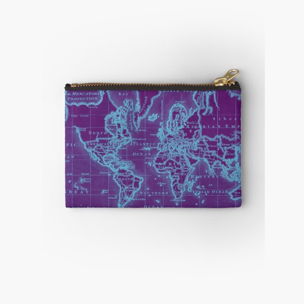 Item preview, World Map (1766) Purple & Light Blue designed and sold by BravuraMedia.