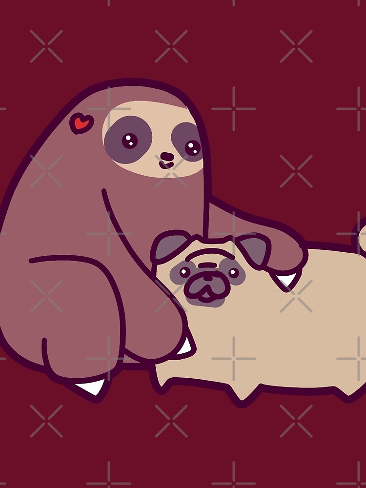 Sloth And Pug Sticker By Saradaboru Redbubble 