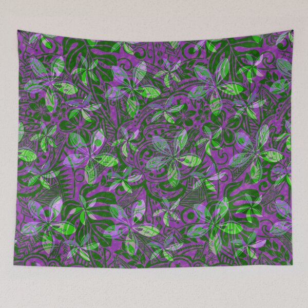 Item preview, Hawaiian - Samoan - Polynesian Tribal Purple Tiare Jungle  designed and sold by sunnthreads.