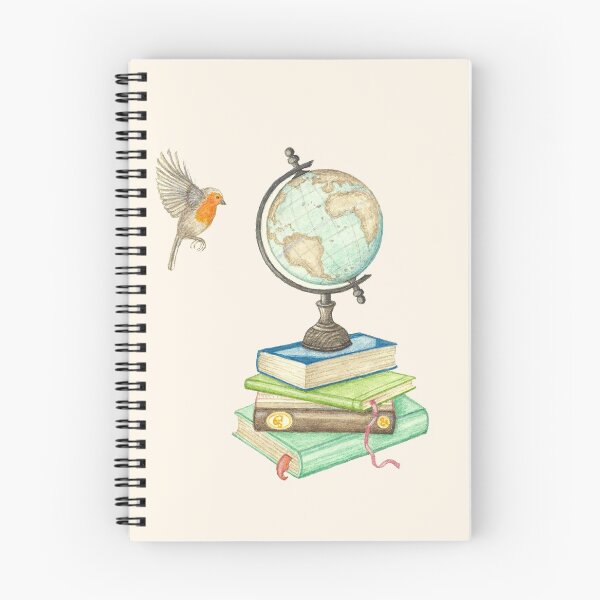 Item preview, Watercolor Books, World Globe and a flying Robin designed and sold by Antigone Damigou.