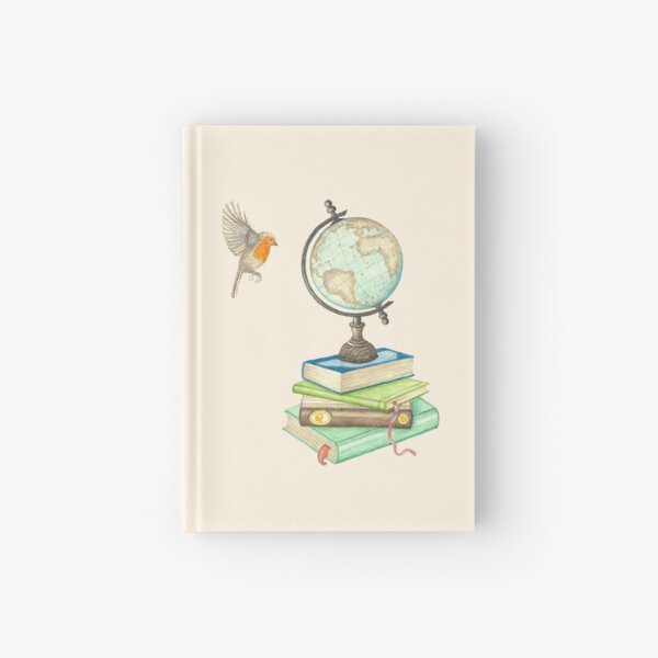 Artikel-Vorschau von Aquarellbücher, World Globe und ein fliegender Robin, designt und verkauft von Antigone Damigou.