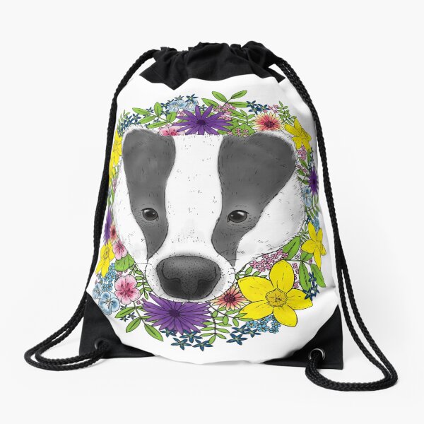 Spring Badger Drawstring Bag