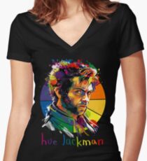 Hue Jackman Women's Fitted V-Neck T-Shirt