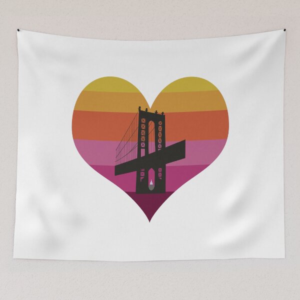 Item preview, Manhattan Bridge heart outline - dusk designed and sold by knileuh.